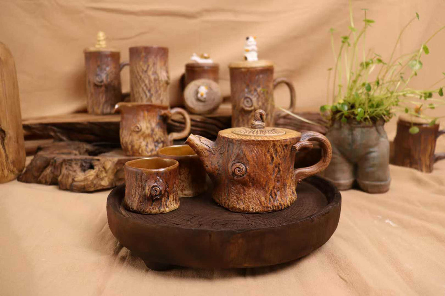 仿树根雕塑茶具【可定制】