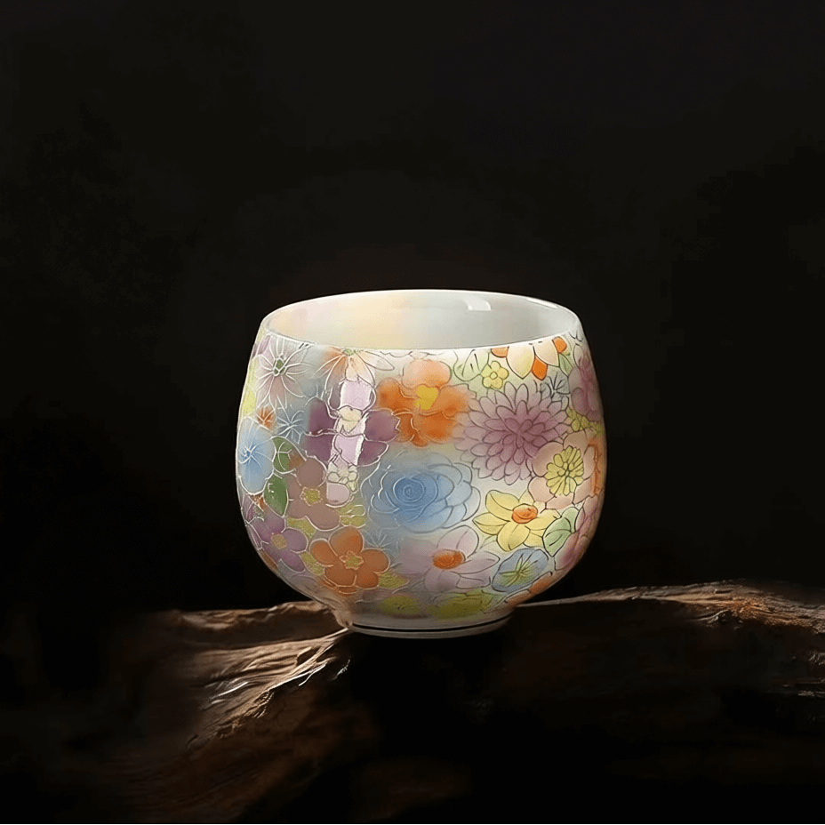 五彩满花茶杯