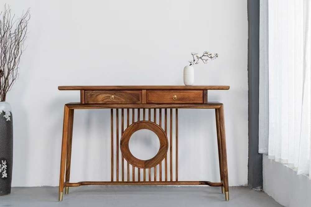 竹制中式玄关桌