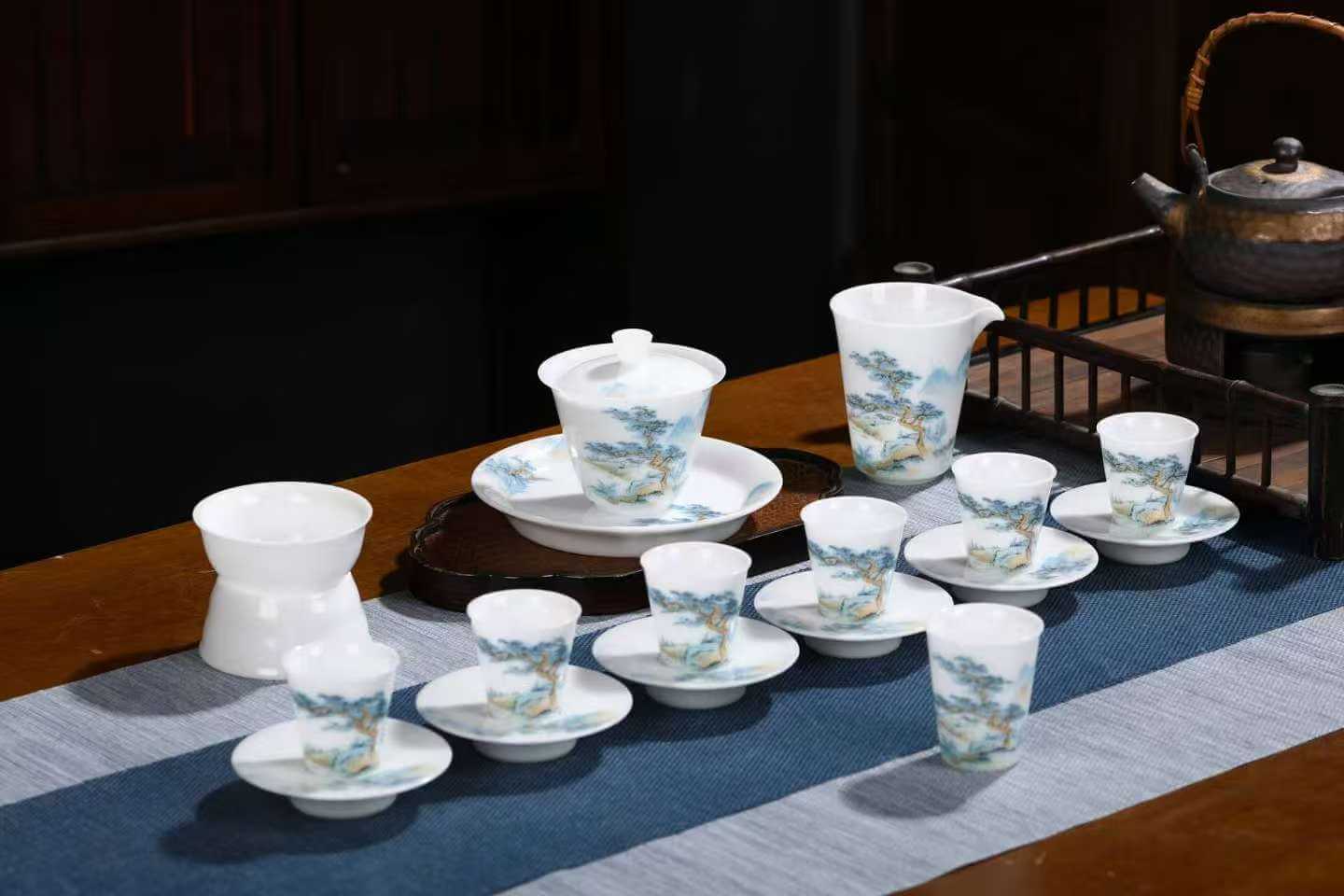 青绿山水茶具套装