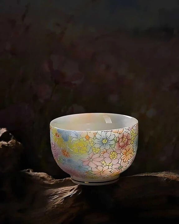 五彩满花茶杯