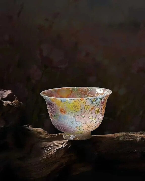 五彩满花茶杯