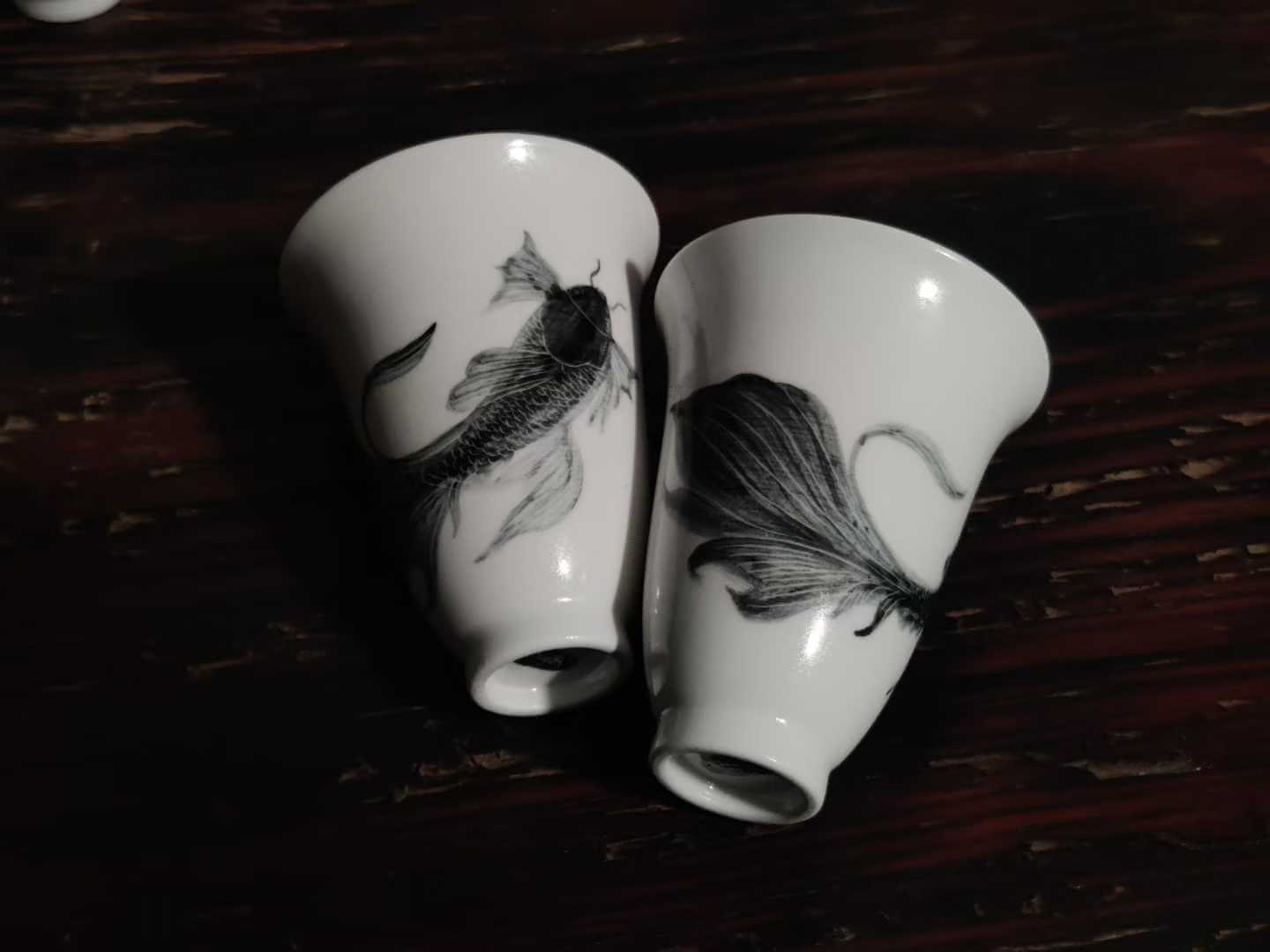 水墨金鱼茶具套装