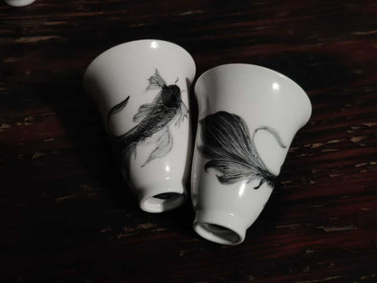 水墨金鱼茶具套装